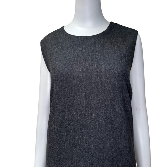 DONNA KARAN SIGNATURE Wool Flannel Sleeveless Sheath Midi Dress Charcoal Grey 12 - Picture 5 of 16